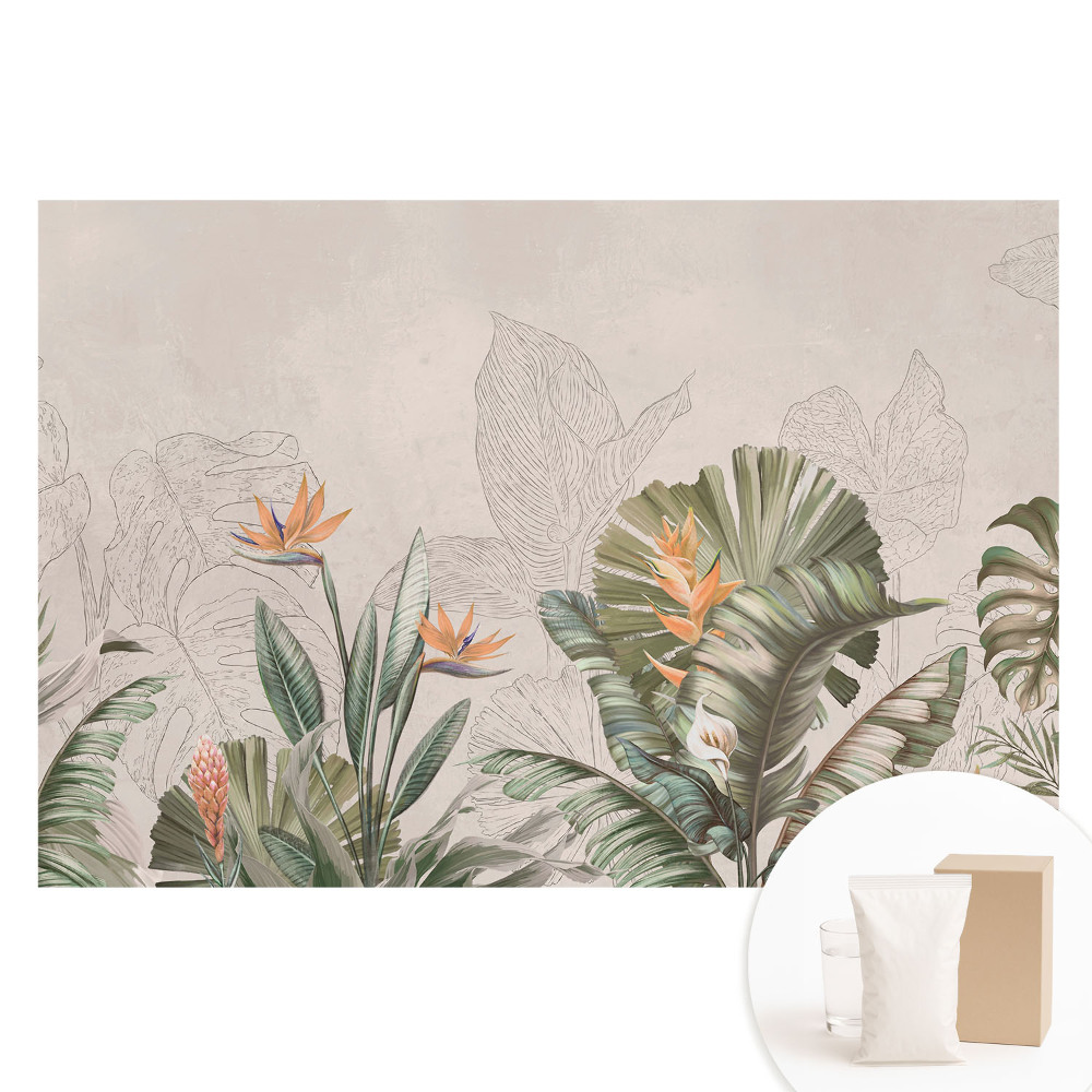 Tapeta fotograficzna na flizelinie Egzotyczna roślinność z kolorowymi kwiatami