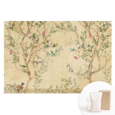 Tapeta fotograficzna na flizelinie Eleganckie drzewo z kwiatami i ptakami