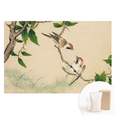 Fototapeta flizelinowa z nadrukiem Ptaki na gałęzi w klasycznym stylu