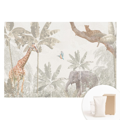 Tapeta fotograficzna flizelinowa Egzotyczna fauna i flora w pastelowych tonach