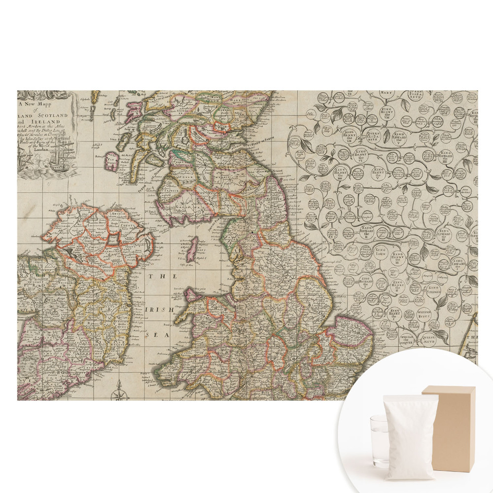 Fototapeta z nadrukiem na flizelinie Stara mapa Wysp Brytyjskich z detalem.