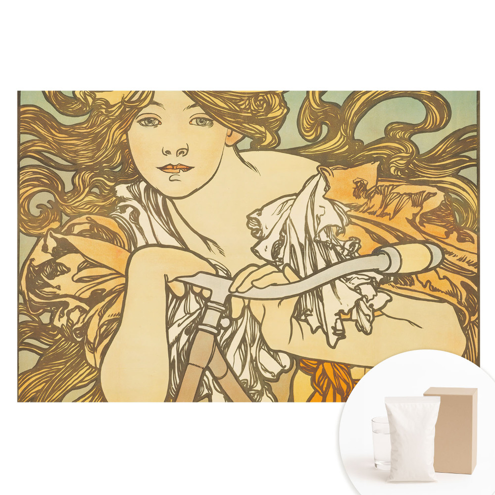 Tapeta fotograficzna na flizelinie Kobieta na rowerze w stylu art nouveau