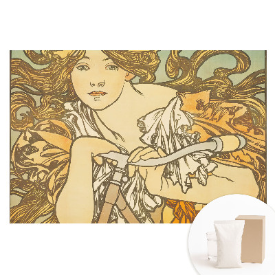 Tapeta fotograficzna na flizelinie Kobieta na rowerze w stylu art nouveau