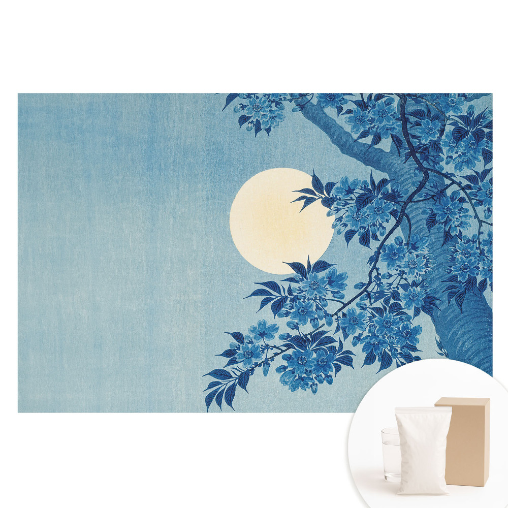 Fototapeta flizelinowa Niebieskie kwiaty przy księżycu