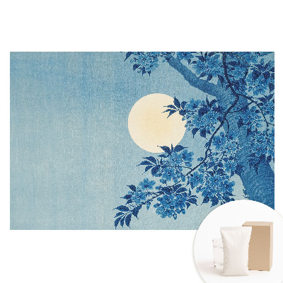 Fototapeta flizelinowa Niebieskie kwiaty przy księżycu