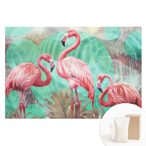 Tapeta fotograficzna na flizelinie Flamingi w turkusie