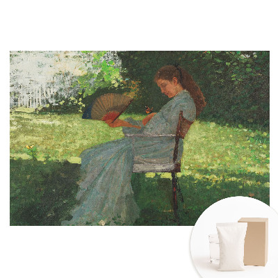 Fototapeta flizelinowa Kobieta z wachlarzem w ogrodzie