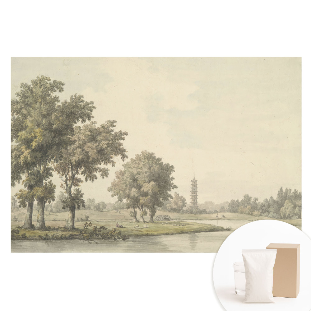 Fototapeta flizelinowa z nadrukiem Malowniczy krajobraz z pagodą i stawem