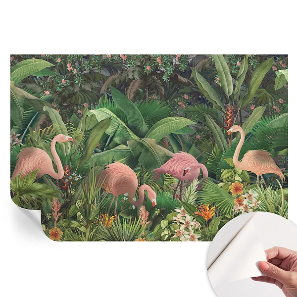 Samoprzylepna fototapeta na ścianę Różowe flamingi do salonu