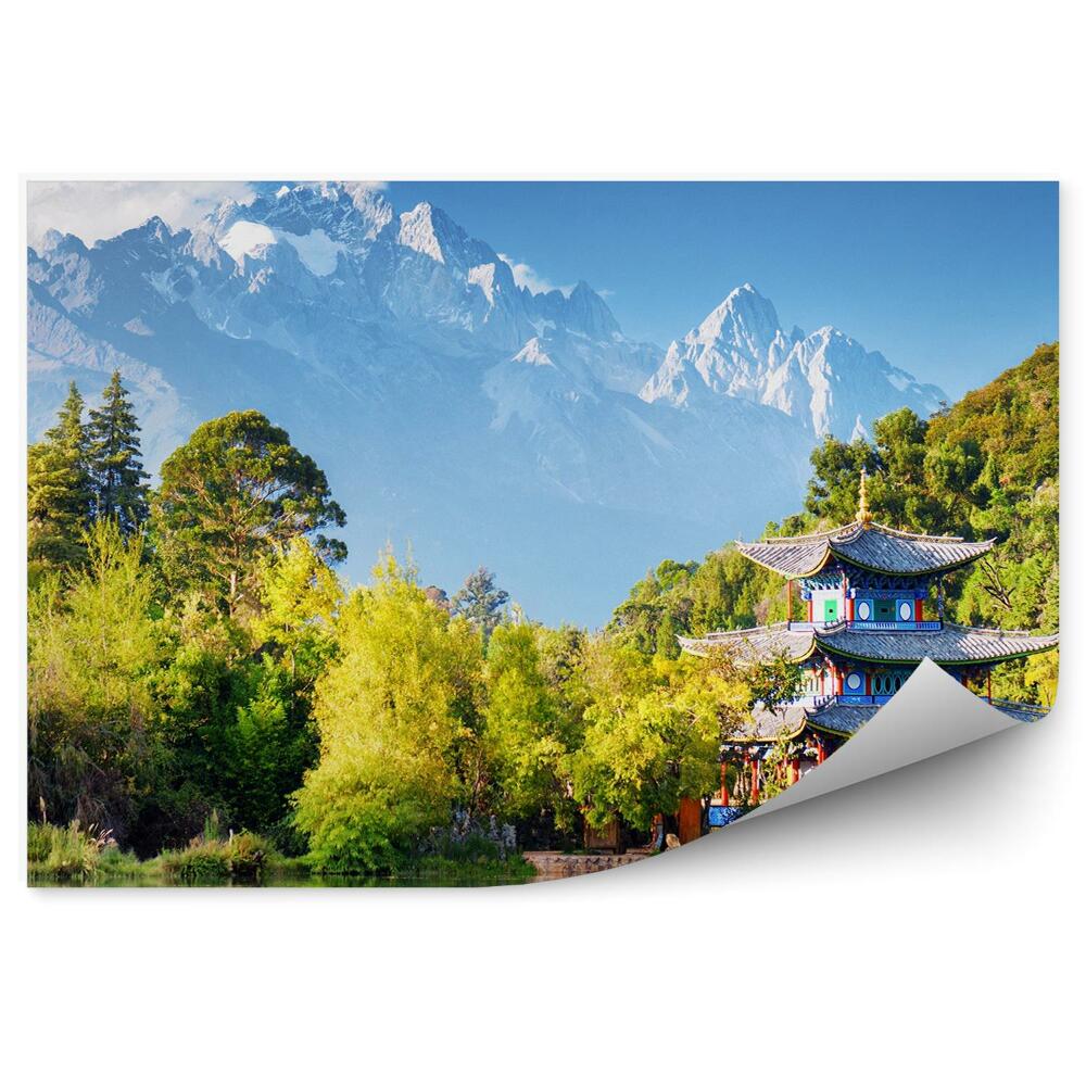 Fototapeta na ścianę Pawilon Azja natura rośliny ośnieżone góry