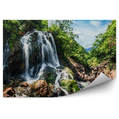 Okleina ścienna Las natura zieleń wodospad skały