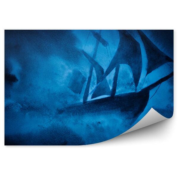 Okleina na ścianę Niebieski statek abstrakcja malowany