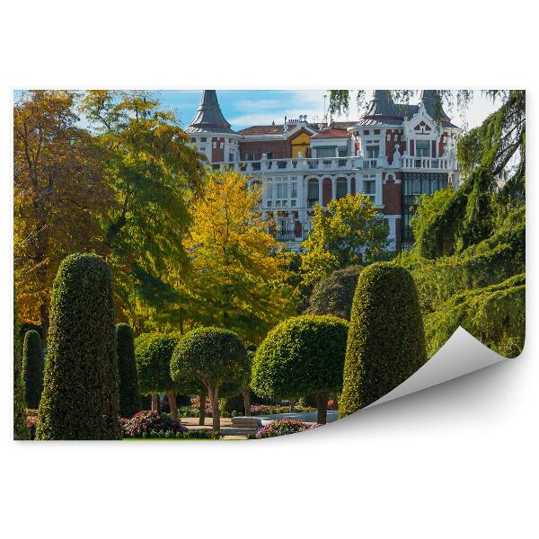 Okleina ścienna Zielone jesienne ogrody Madryt budynek