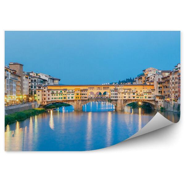 Fototapeta most złotników rzeka budynki światło niebo Florencja