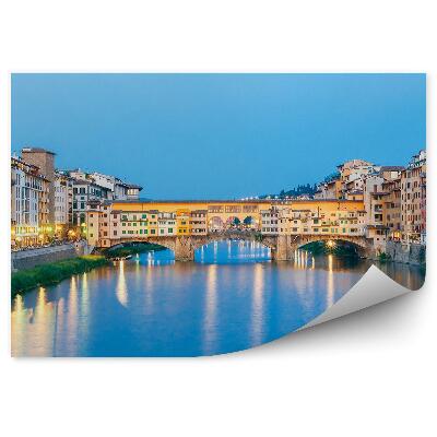 Fototapeta most złotników rzeka budynki światło niebo Florencja