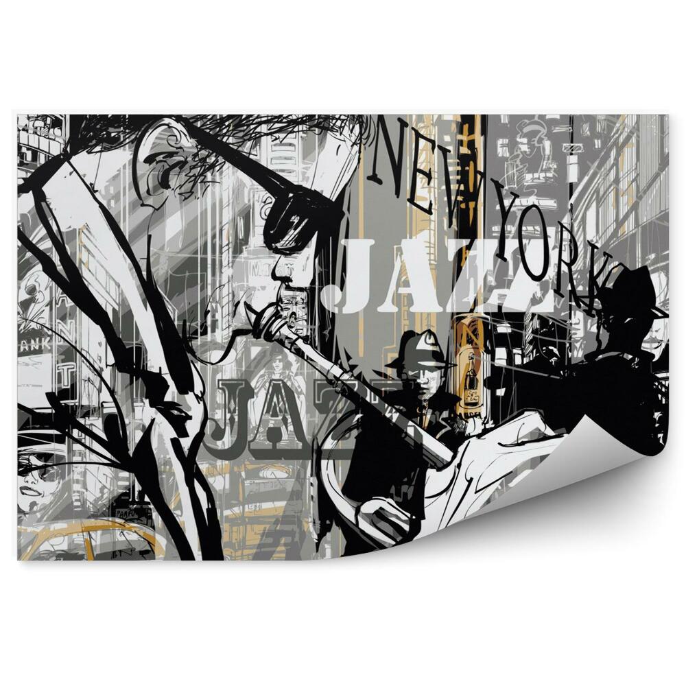 Fototapeta Jazzowy trębacz na ulicy w nowym jorku 