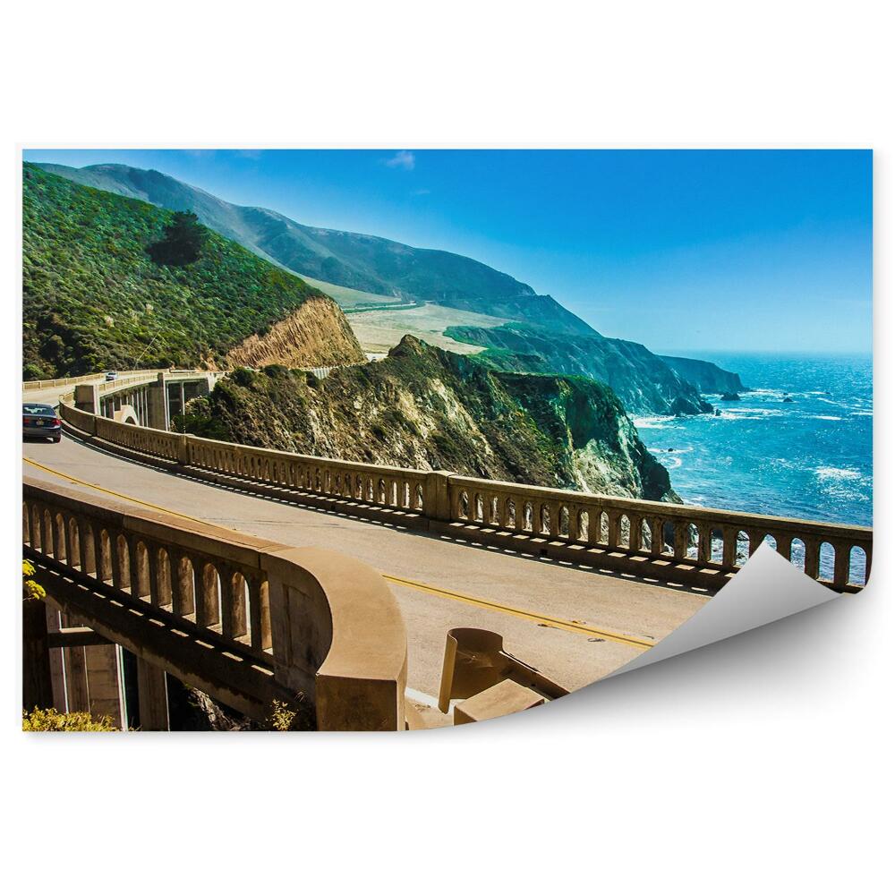 Okleina na ścianę Usa góry droga most samochody woda