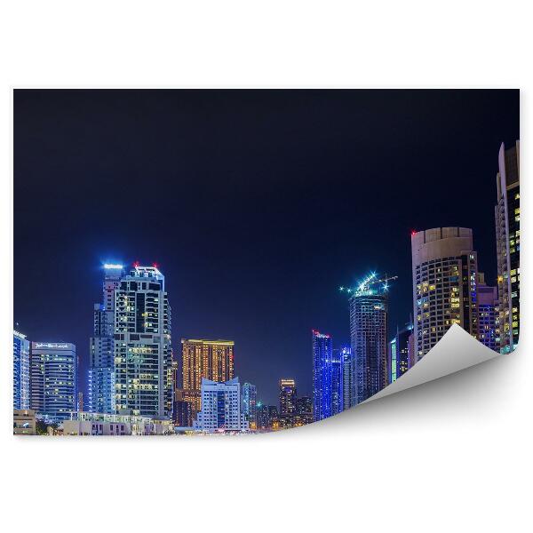 Fototapeta Panorama miasta wieżowce rzeka palmy niebo