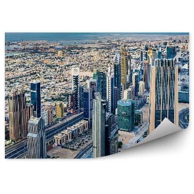 Okleina ścienna Zachód słońca dubaj panorama miasta z lotu ptaka