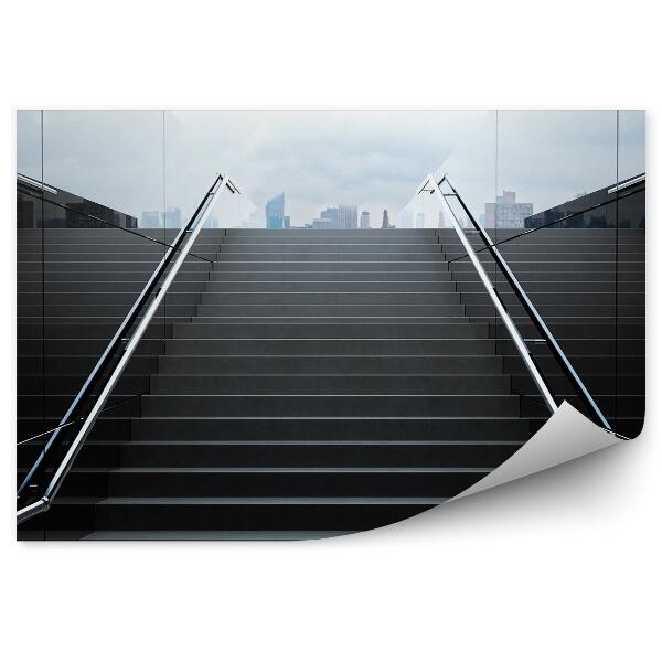 Fototapeta samoprzylepna Puste czarne schody miasto
