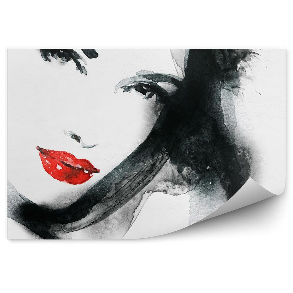 Fotopeta Malowana twarz kobiety czerwone usta