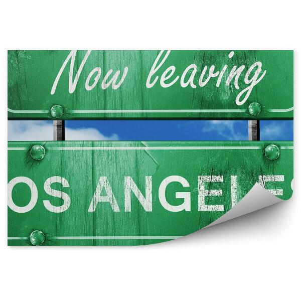 Fototapeta zielony znak drogowy Los Angeles niebo chmury