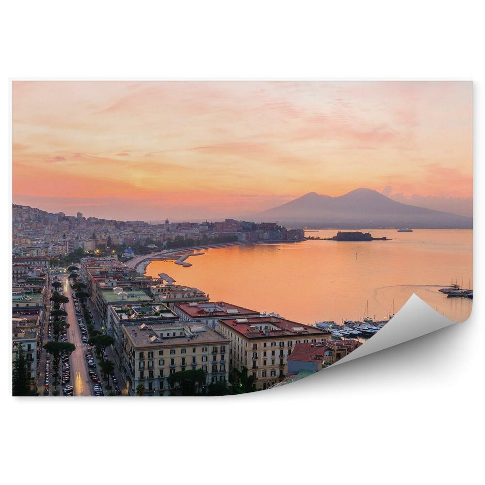 Fototapeta Budynki ocean morze łodzie góry drzewa neapol włochy