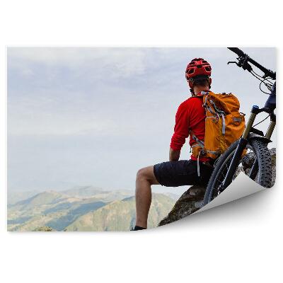Okleina na ścianę Rowerzysta górski sprzęt widok szlak