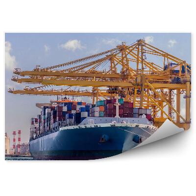 Okleina na ścianę Statek towarowy port kontenery załadunek