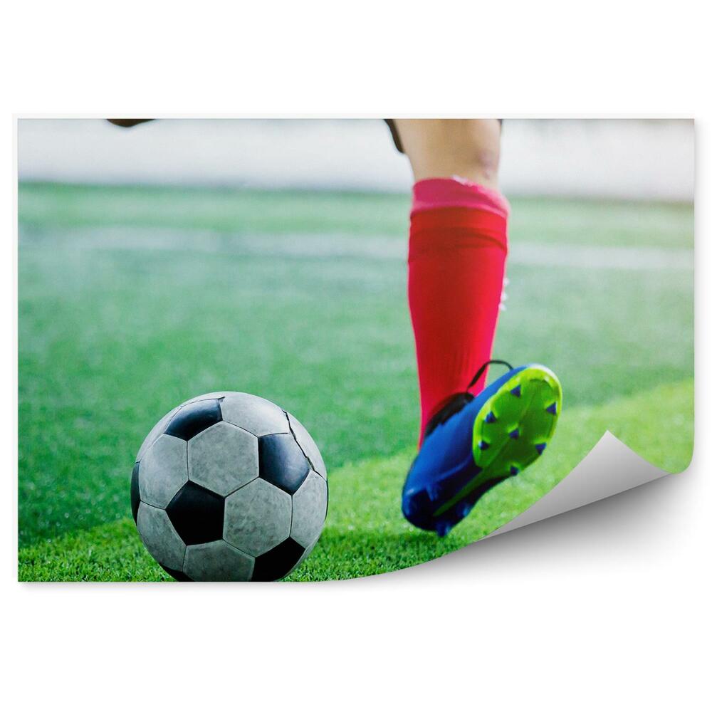 Fototapeta na ścianę Piłkarz murawa piłka buty sportowe