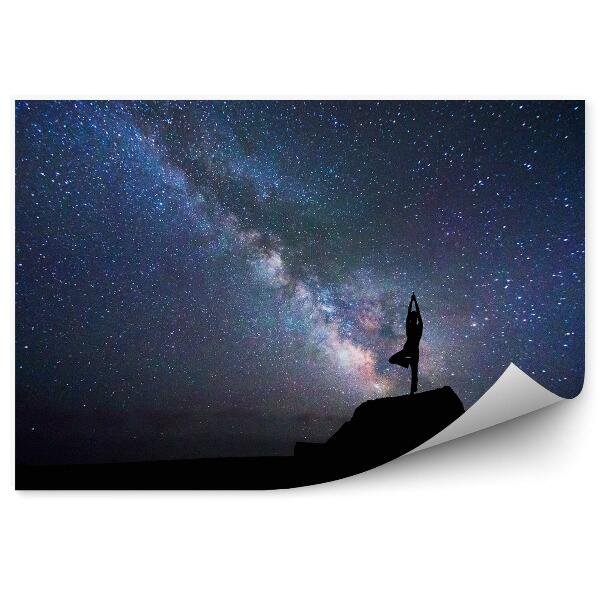 Fototapeta Joga budynek drzewa droga mleczna gwiazdy niebo