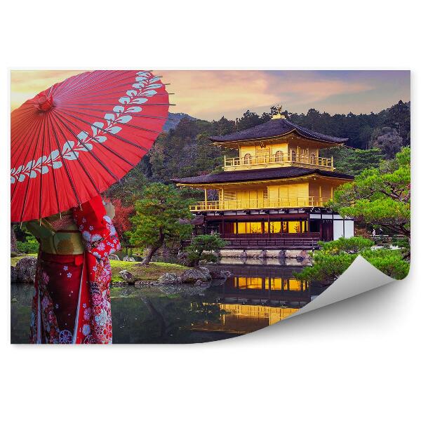 Fotopeta Japonia architektura natura drzewa kobieta