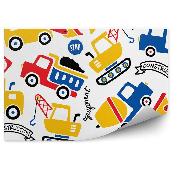 Fototapeta Transport budowlane auta budowa wzór kolorowy