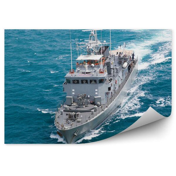 Okleina na ścianę Szary nowoczesny okręt z lotu ptaka