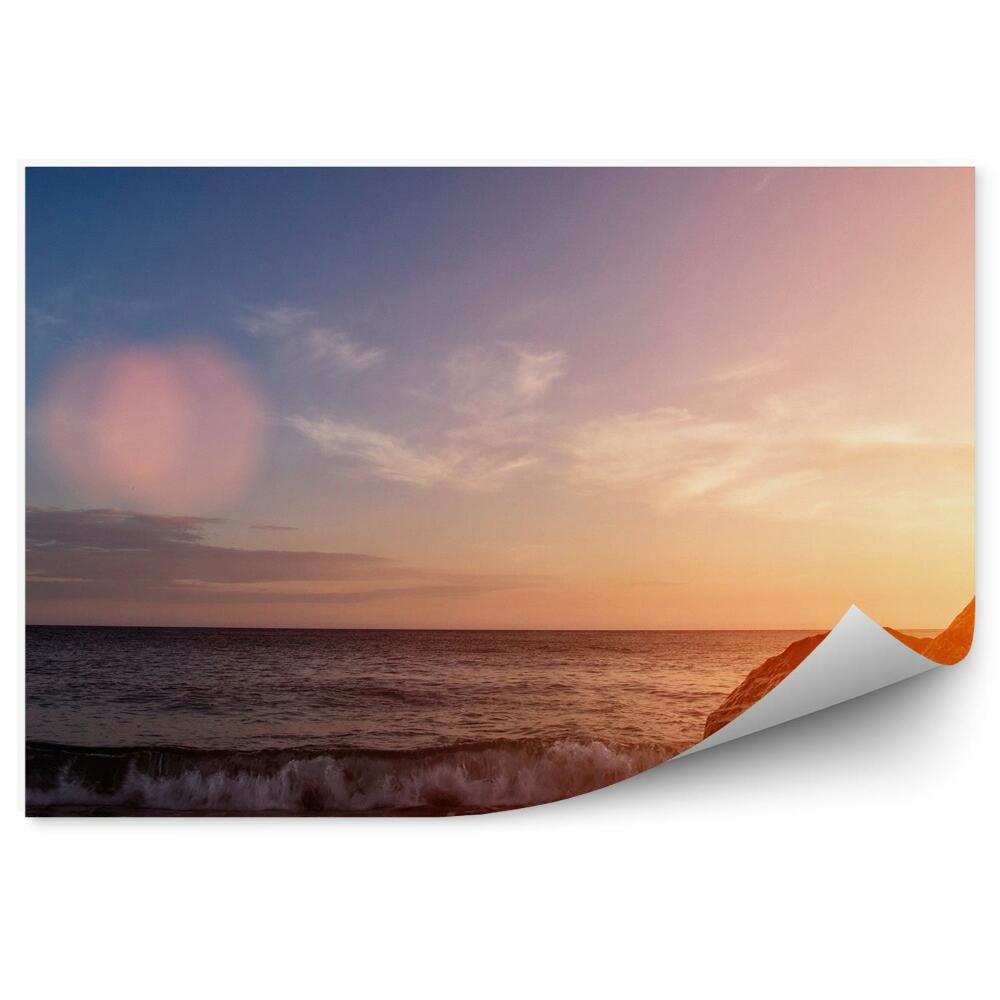 Fototapeta Skały ocean fale zachód słońca niebo chmury