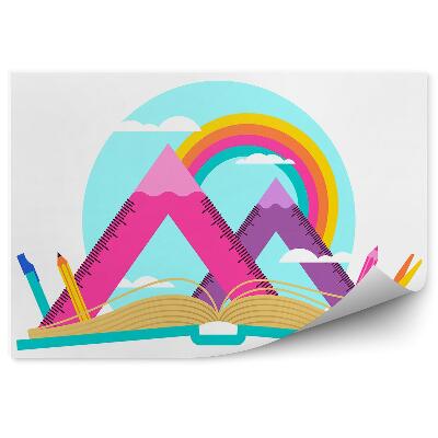 Okleina ścienna Przybory szkolne książka kolory