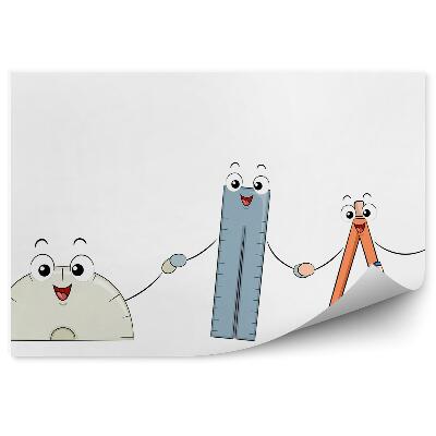 Okleina ścienna Przybory geometryczne szkolne ołówek linijka buźki