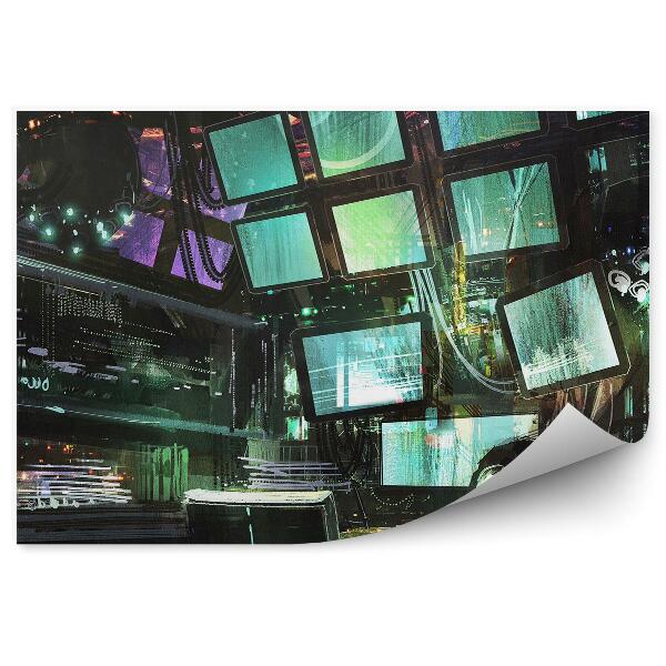 Okleina na ścianę Centrum dowodzenia monitory statek kosmiczny