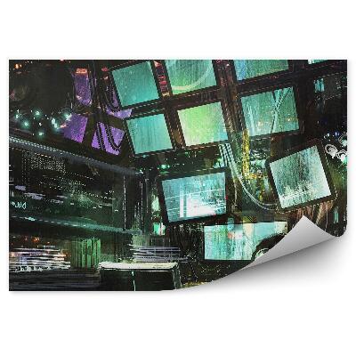 Okleina na ścianę Centrum dowodzenia monitory statek kosmiczny