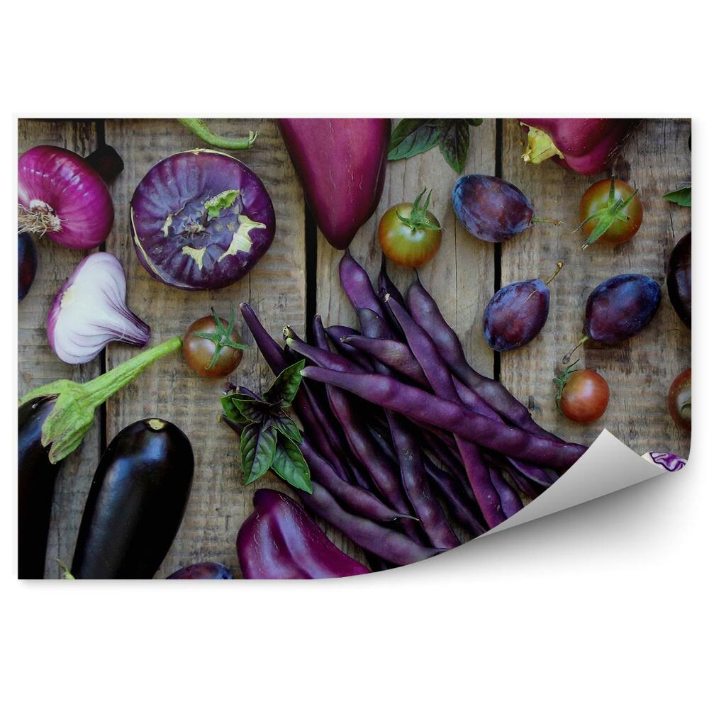 Okleina na ścianę Purpurowe warzywa żywność drewno