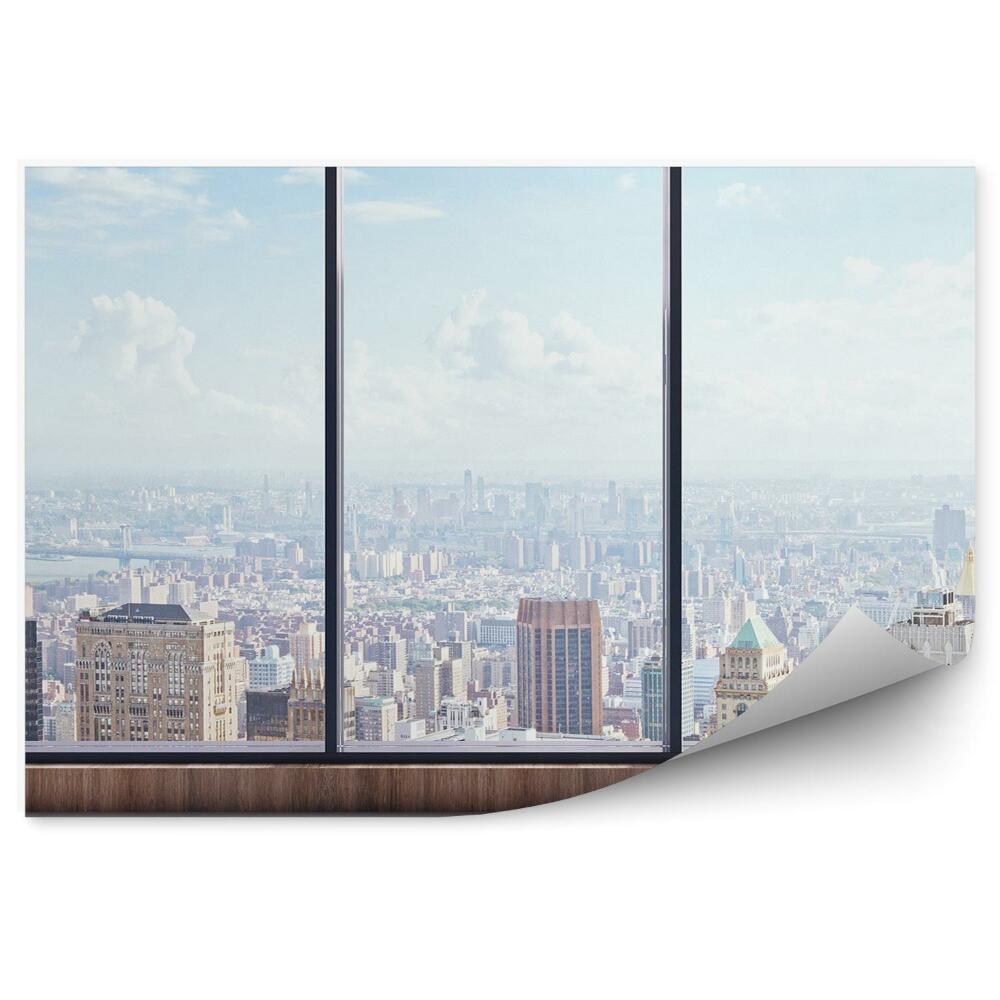 Fototapeta na ścianę Widok z góry na miasto za oknem