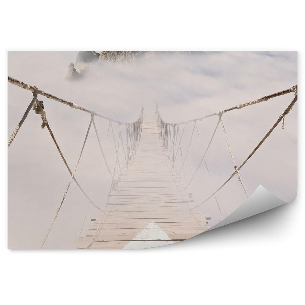 Okleina na ścianę Drewniany most strzałka mgła wyspa