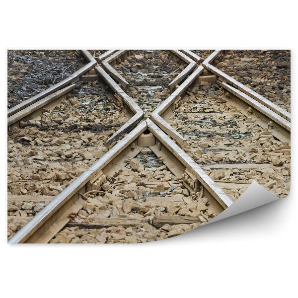 Okleina na ścianę Tory kolejowe pociągi kamienie