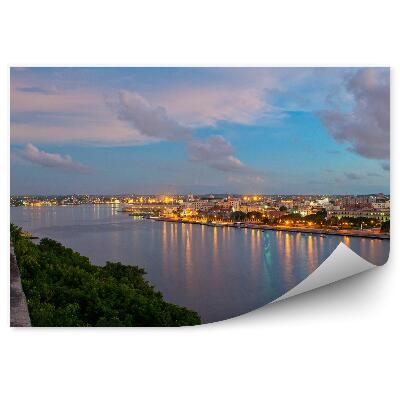 Fototapeta Hawana drzewa domy mur rzeka niebo chmury światła