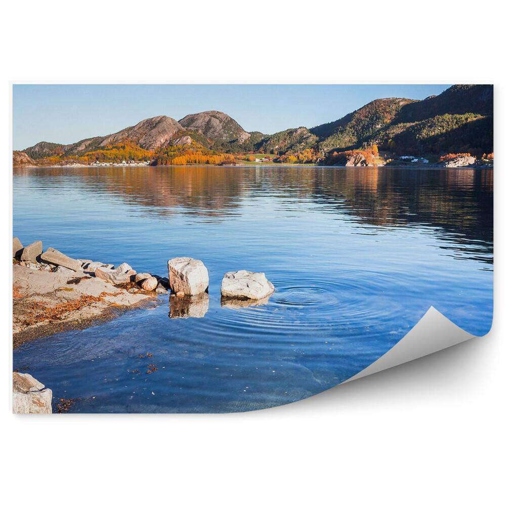 Fototapeta Krajobraz norwegi skały ocean niebo rośliny