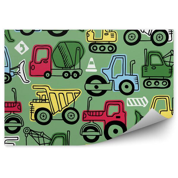 Fototapeta Zielone tło auta budowa dla chłopca