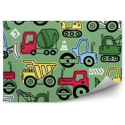 Fototapeta Zielone tło auta budowa dla chłopca