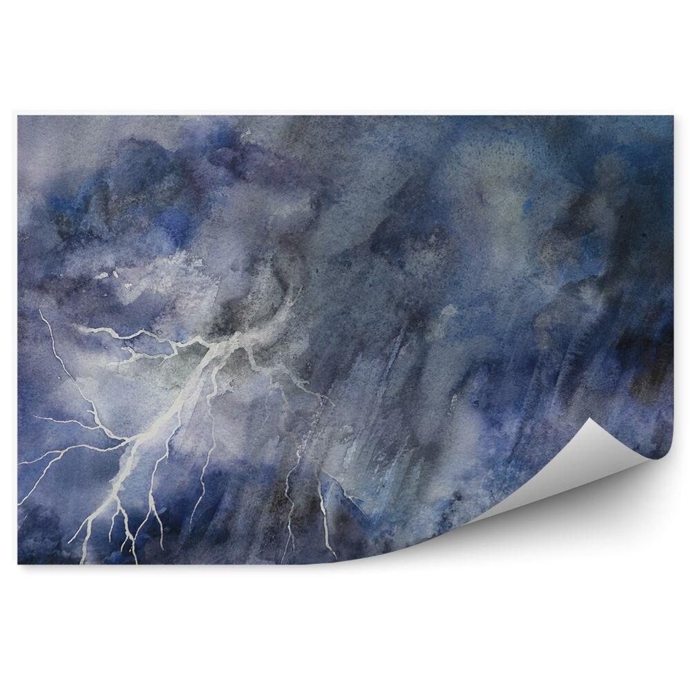 Fototapeta na ścianę Burzowa noc ulewny deszcz malowane