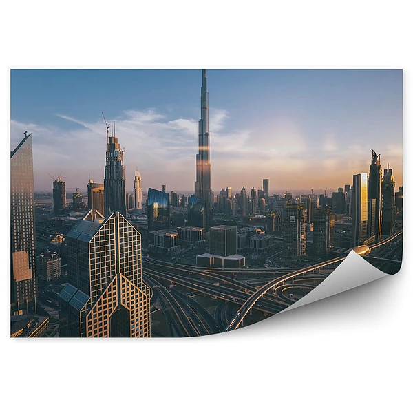 Okleina ścienna Dubaj śródmieście ulice mosty auta budynki