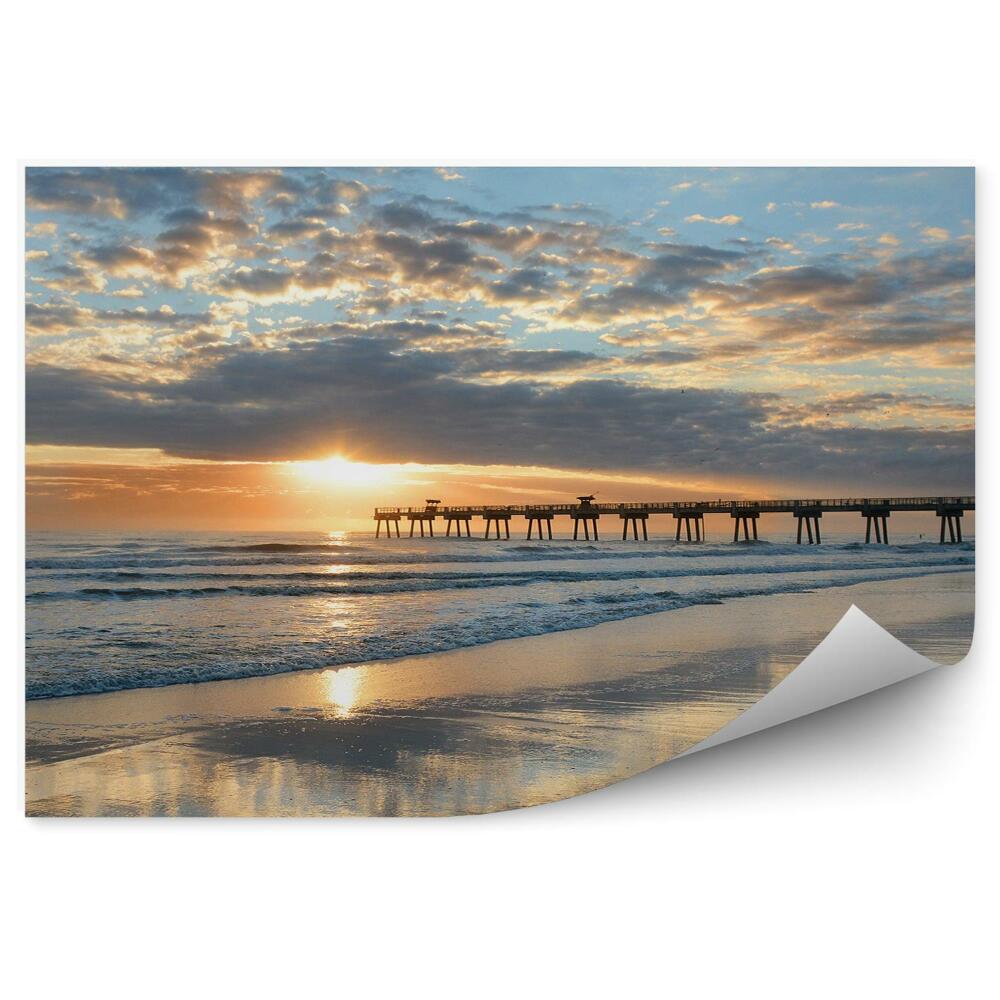 Okleina na ścianę Plaża wschód słońca oświetlone molo